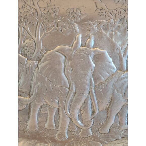 Arthur Court 1987 Aluminum Elephant Safari Serving Tray Platter Décor 18"x14" - Picture 3 of 11